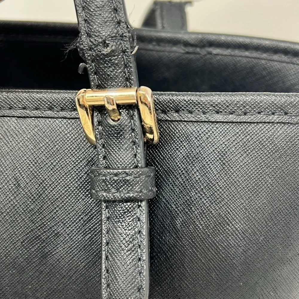 Michael Kors Jet Set Medium Black Saffiano Leather Tote Hand Bag - Picture 6 of 13